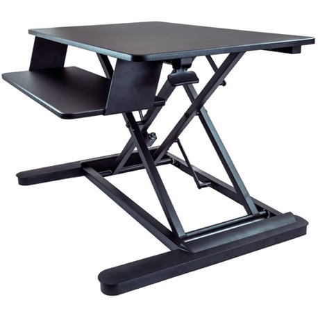 StarTech.com Sit Stand Desk Converter - Keyboard Tray - Height Adjustable Ergonomic Desktop/Tabletop Standing Desk - Large 35"x2