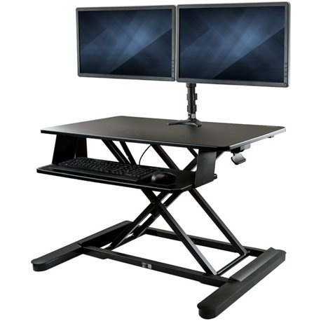 StarTech.com Dual Monitor Sit Stand Desk Converter - 35" Wide - Height Adjustable Standing Desk Solution -Dual Arms for up to 24