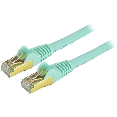 StarTech.com 10ft CAT6a Ethernet Cable - 10 Gigabit Category 6a Shielded Snagless 100W PoE Patch Cord - 10GbE Aqua UL Certified 