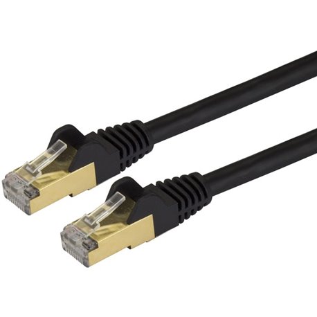 StarTech.com 25ft CAT6a Ethernet Cable - 10 Gigabit Category 6a Shielded Snagless 100W PoE Patch Cord 10GbE Black UL Certified W