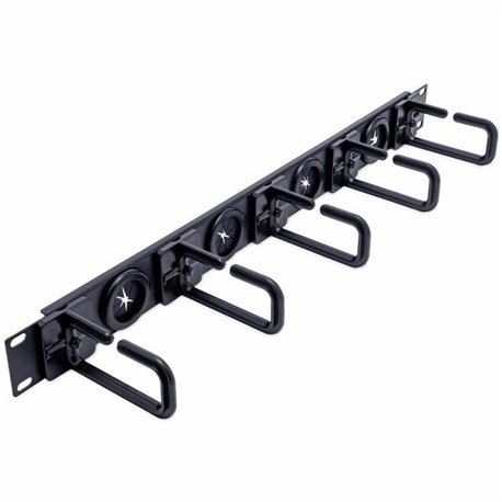 StarTech.com 1U 19" Cable Management Organizer - D Ring Hook Network/Server Rack Cord Manager - Data Center Horizontal Wire Pane