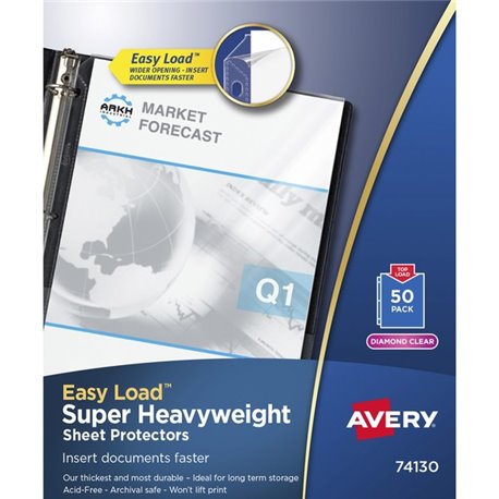 Avery Diamond Clear Heavyweight Sheet Protectors - Sheet Capacity - For Letter 8 1/2" x 11" Sheet - 3 x Holes - Ring Binder - To