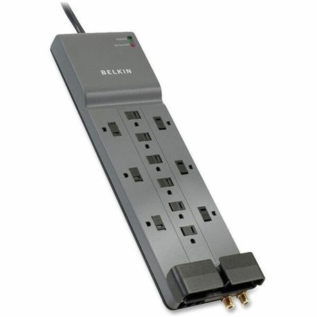 Belkin 12-Outlet Home/Office Surge Protector with 8-foot cord - 8 foot Cable - Black - 3780 Joules - 12 - 3780 J - 125 V AC Inpu