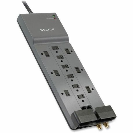 Belkin 12-Outlet Home/Office Surge Protector w/Phone/Ethernet/Coax Protection - 10 foot Cable - Black - 3996 Joules - 12 x AC Po