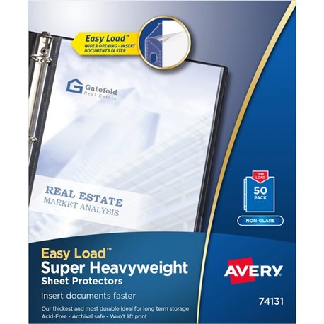 Avery Super-Heavyweight Sheet Protectors - 10 x Sheet Capacity - For Letter 8 1/2" x 11" Sheet - 3 x Holes - Ring Binder - Top L