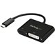 StarTech.com USB C to DVI Adapter with 60W Power Delivery Pass-Through - 1080p USB Type-C to DVI-D Video Display Converter - Bla