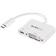 StarTech.com USB C to DVI Adapter with 60W Power Delivery Pass-Through - 1080p USB Type-C to DVI-D Video Display Converter - Whi