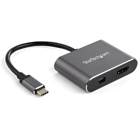 StarTech.com USB C Multiport Video Adapter - 4K 60Hz USB-C to HDMI 2.0 or Mini DisplayPort 1.2 Monitor Display Adapter - HBR2 HD