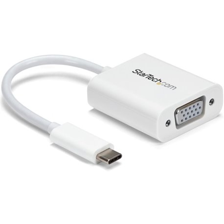 StarTech.com USB-C to VGA Adapter - White - Thunderbolt 3 Compatible - USB C Adapter - USB Type C to VGA Dongle Converter - Conn