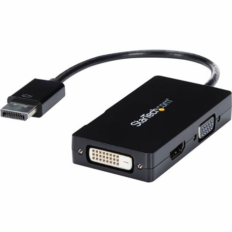 StarTech.com Travel A/V adapter: 3-in-1 DisplayPort to VGA DVI or HDMI converter - Connect a DisplayPort-equipped PC to an HDMI,