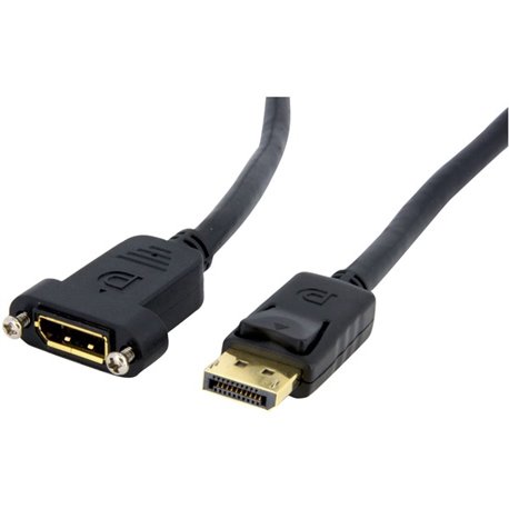 StarTech.com 3ft (1m) Panel Mount DisplayPort Cable, 4K x 2K Video, DisplayPort 1.2 Extension Cable Male to Female, DP Extender 