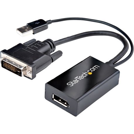 StarTech.com DVI to DisplayPort Adapter with USB Power - DVI-D to DP Video Adapter - DVI to DisplayPort Converter - 1920 x 1200 