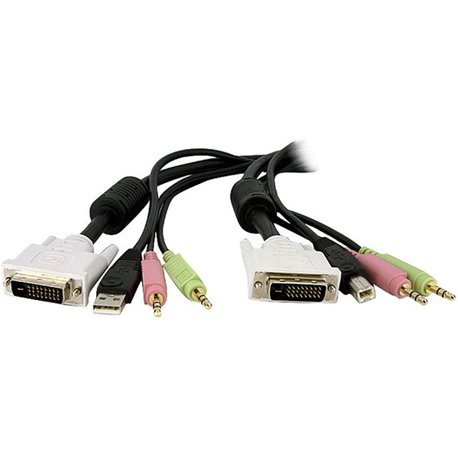 StarTech.com 10 ft 4-in-1 USB DVI KVM Switch Cable with Audio - Connect high resolution DVI video, USB, and audio all in one cab