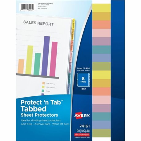 Avery Tabbed Sheet Protectors - 10 x Sheet Capacity - For Letter 8 1/2" x 11" Sheet - 3 x Holes - Ring Binder - Top Loading - Cl