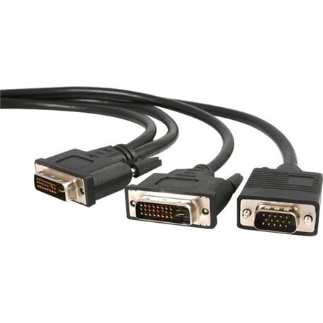 StarTech.com 6 ft DVI-I to DVI-D and HD15 VGA Video Splitter Cable - M/M - Connect a DVI-D and a VGA Monitor simultaneously to a