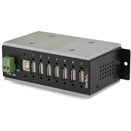 StarTech.com 7 Port USB 2.0 Hub - Metal Industrial USB Hub (USB-A to 7 USB-A) - Mountable, ESD/Surge Protection - Extended Opera