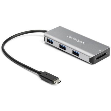 StarTech.com 3 Port USB C Hub with SD Card Reader - 3x USB-A & SD Slot - USB 3.2 Gen 2 10Gbps Type C Laptop Adapter Hub - Bus Po