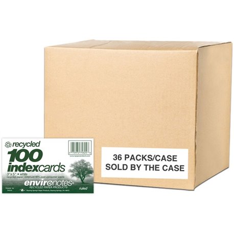 Roaring Spring EnviroNotes Index Cards - 100 Sheets - 200 Pages - Printed - Front Ruling Surface - 43 lb Basis Weight - 160 g/m&