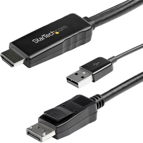 StarTech.com 2m (6ft) HDMI to DisplayPort Cable 4K 30Hz - Active HDMI 1.4 to DP 1.2 Adapter Cable with Audio - USB Powered Video