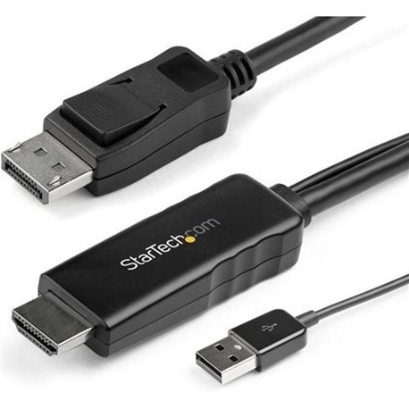 StarTech.com 6ft (2m) HDMI to DisplayPort Cable 4K 30Hz - Active HDMI 1.4 to DP 1.2 Adapter Cable with Audio - USB Powered Video