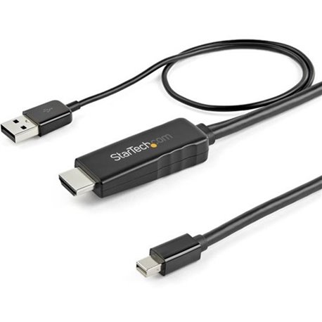 StarTech.com 6ft (2m) HDMI to Mini DisplayPort Cable 4K 30Hz - Active HDMI to mDP Adapter Cable with Audio - USB Powered - Video