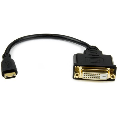 StarTech.com 8 in (20cm) Mini HDMI to DVI Cable, DVI-D to HDMI Cable (1920x1200p), HDMI Mini Male to DVI-D Female Display Cable 