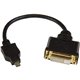 StarTech.com Micro HDMI to DVI Adapter, Micro HDMI to DVI Converter, Micro HDMI Type-D Device to DVI-D Monitor/Display, 8in (20c