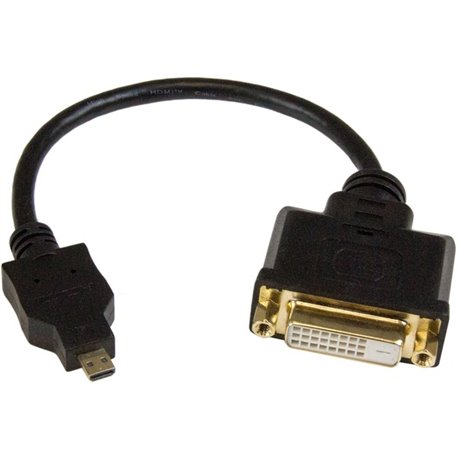 StarTech.com Micro HDMI to DVI Adapter, Micro HDMI to DVI Converter, Micro HDMI Type-D Device to DVI-D Monitor/Display, 8in (20c