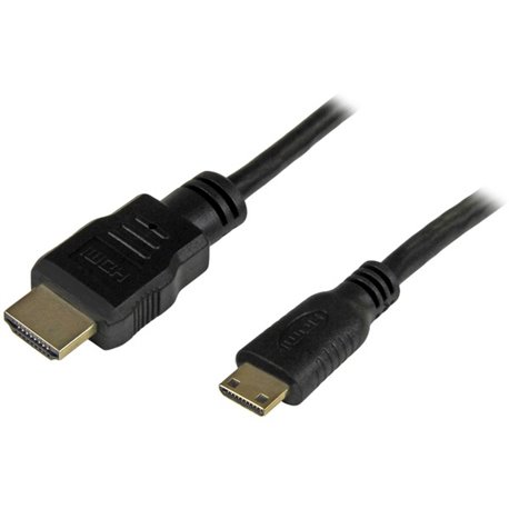 StarTech.com 1ft Mini HDMI to HDMI Cable with Ethernet, 4K 30Hz High Speed Mini HDMI 1.4 (Type-C) Device to HDMI Adapter Cable/C