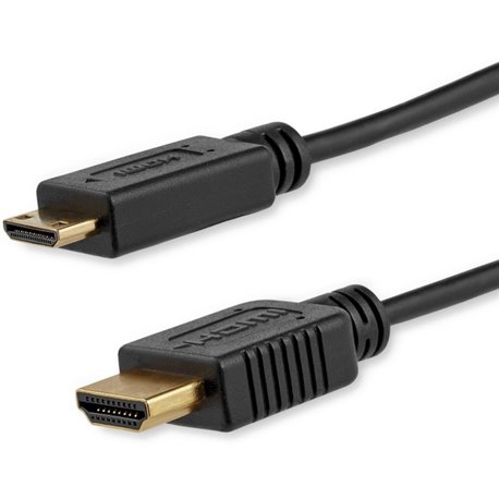 StarTech.com 6ft Mini HDMI to HDMI Cable with Ethernet, 4K 30Hz High Speed Slim Mini HDMI 1.4 (Type-C) Device to HDMI Adapter Ca