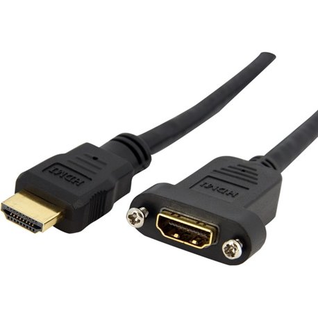 StarTech.com 3ft HDMI Female to Male Adapter, 4K High Speed Panel Mount HDMI Cable, HDMI Female to Male, HDMI Panel Mount Connec