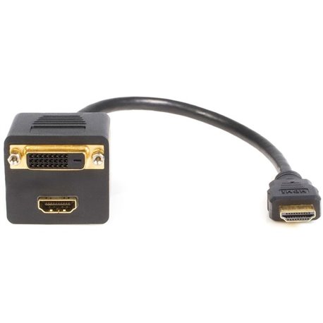 StarTech.com 1ft HDMI Splitter Cable, HDMI Male to DVI-D Female Adapter, Full HD 1920x1200p 60Hz, HDMI Male to DVI Female Splitt