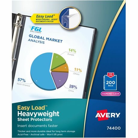 Avery Heavyweight Sheet Protectors - For Letter 8 1/2" x 11" Sheet - Diamond Clear - Polypropylene - 200 / Box