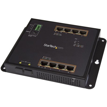 StarTech.com Industrial 8 Port Gigabit PoE+ Switch w/2 SFP MSA Slots 30W Layer/L2 Switch Managed Ethernet Network Switch IP-30/-