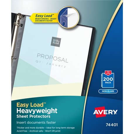 Avery Non-Glare Heavyweight Sheet Protectors - For Letter 8 1/2" x 11" Sheet - Clear - Polypropylene - 200 / Box