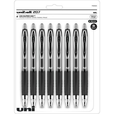 uniball 207 Gel Pen - Medium Pen Point - 0.7 mm Pen Point Size - Conical Pen Point Style - Refillable - Retractable - Black Gel-