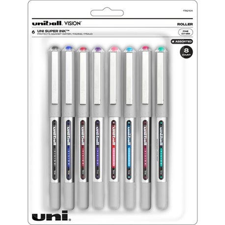 uniball Vision Rollerball Pen - Bold Pen Point - 0.7 mm Pen Point Size - Assorted Liquid Ink - 8 / Pack