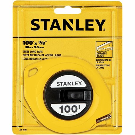 Stanley Measuring Tapes - 100 ft Length 0.4" Width - 1/8 Graduations - Imperial Measuring System - Plastic, Polymer - 1 Each - Y