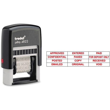 Trodat U.S. Stamp & Sign 12 Message Stamp - Message Stamp - "APPROVED, CONFIDENTIAL, COPY, EMAILED, ENTERED, FAXED, FOR DEPOSIT 