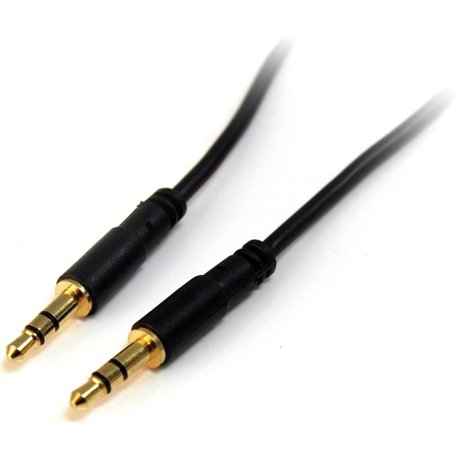 StarTech.com 1 ft Slim 3.5mm Stereo Audio Cable - M/M - Connect an iPhone or other MP3 player to a car stereo