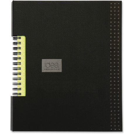 TOPS Idea Collective Wirebound Notebook - Twin Wirebound - Ruled - 6" x 8" - Black Cover - Hard Cover, Expandable Pocket - 1 Eac