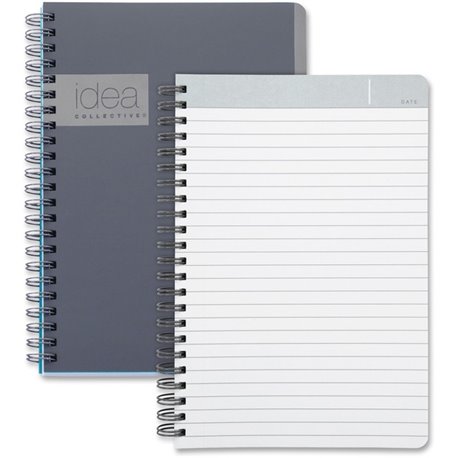 TOPS Idea Collective Professional Notebook - Twin Wirebound - College Ruled - 5" x 8" - Gray Cover - Soft Cover, Perforated - 1 