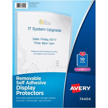 Avery Display Protectors - 20 x Sheet Capacity - For Letter 8 1/2" x 11" Sheet - Top Loading - Clear - Polypropylene - 10 / Pack