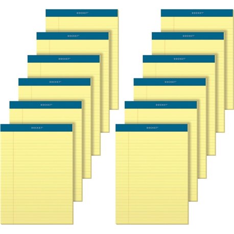 TOPS Docket Letr-Trim Legal Rule Canary Legal Pads - 50 Sheets - Double Stitched - 0.34" Ruled - 16 lb Basis Weight - 8 1/2" x 1