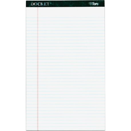 TOPS Docket Letr - Trim Legal Ruled White Legal Pads - Legal - 50 Sheets - Double Stitched - 0.34" Ruled - 16 lb Basis Weight - 