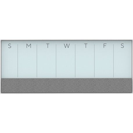 U Brands Magnetic Weekly Calendar Glass Dry Erase Board, Only for use with HIGH Energy Magnets, 14.25 x 35 Inches, White Aluminu