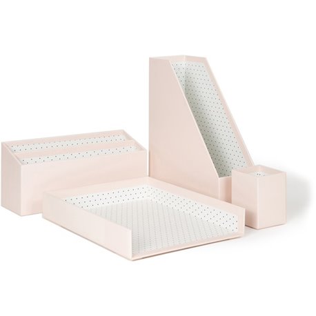 U Brands 4 Piece Desk Organization Kit - 4.1" Height x 9.8" Width12" Length%Desktop - Sturdy, Lightweight - Blush - Chipboard, P