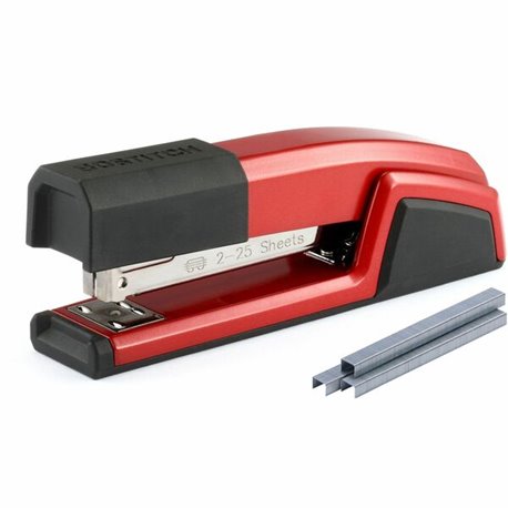 Bostitch Epic Antimicrobial Office Stapler - 25 Sheets Capacity - 210 Staple Capacity - Full Strip - 1 Each - Red - Metal