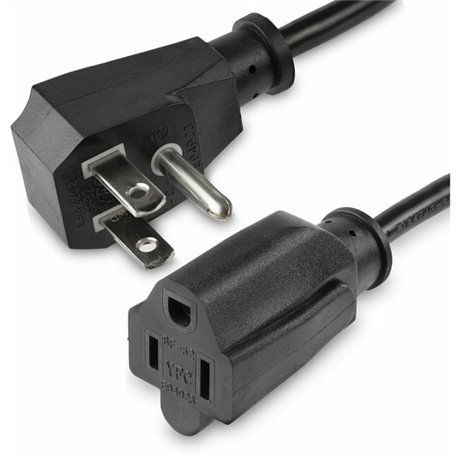 StarTech.com 1.5ft (0.45m) Power Extension Cord, Flat NEMA 5-15P to NEMA 5-15R, 10A 125V, 18AWG, Black, Flat Outlet Extension Ca