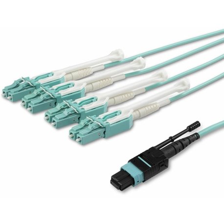 StarTech.com 2m (6ft) MTP(F)/PC to 4x LC/PC Duplex Breakout OM3 Multimode Fiber Optic Cable, 40G, Low Insertion Loss, Fiber Jump